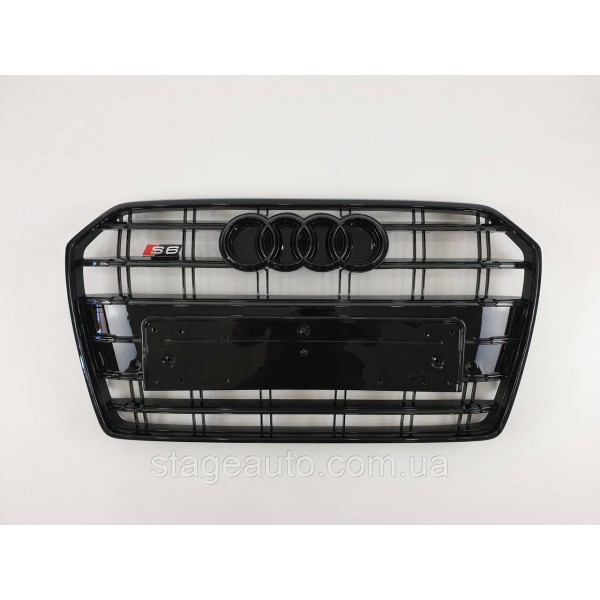 Решетка радиатора Audi A6 2014-2018год Черная (в стиле S-Line)