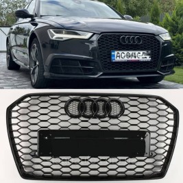 Решетка радиатора Audi A6 2014-2018год Черная (в стиле RS)