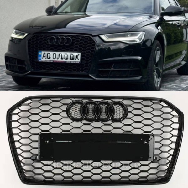 Решетка радиатора Audi A6 2014-2018год Черная (в стиле RS)