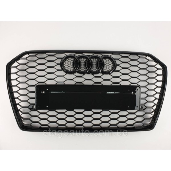 Решетка радиатора Audi A6 2014-2018год Черная (в стиле RS)