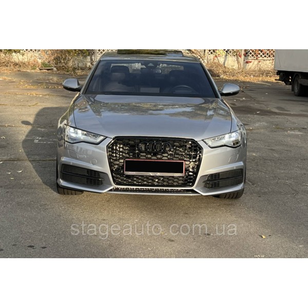 Решетка радиатора Audi A6 2014-2018год Черная (в стиле RS)