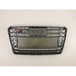 Решетка радиатора Audi A7 2010-2014год Серая с хромом (в стиле S-Line)