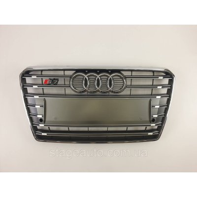 Решітка радіатора Audi A7 2010-2014 рік Сіра з кривим (в стилі S-Line)