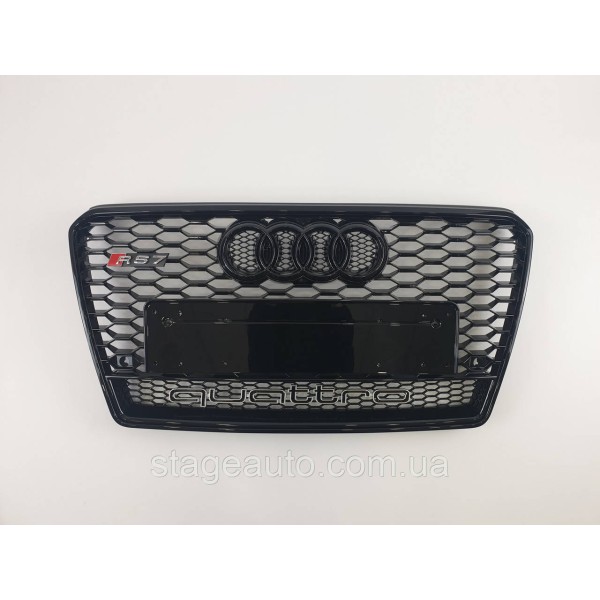 Решетка радиатора Audi A7 2010-2014год Черная Quattro ( в стиле RS)