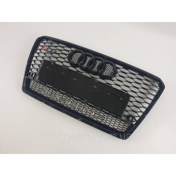 Решетка радиатора Audi A7 2010-2014год Черная Quattro ( в стиле RS)