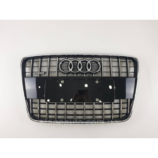 Решетка радиатора Audi Q7 2005-2015год Черная с хромом (в стиле S-Line)