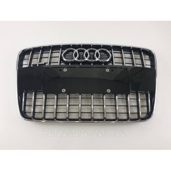 Решетка радиатора Audi Q7 2005-2015год Черная с хромом (в стиле S-Line)