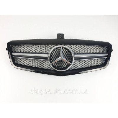 Решітка радіатора на Mercedes E-Class W212 2009-2013 рік AMG стиль ( Сіра з чорною рамкою)
