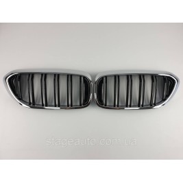 Ноздри BMW 5 Series G30 / G31 / F90 2017-2020 год Черные Глянцевые Хром Рамка ( Двойные M-Look )