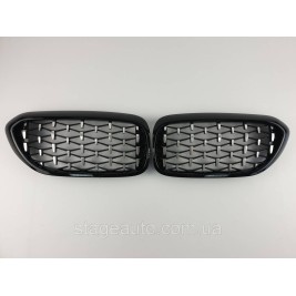 Ноздри на BMW 5 Series G30 / G31 / F90 2017-2020 год Diamond ( Черные с серым )