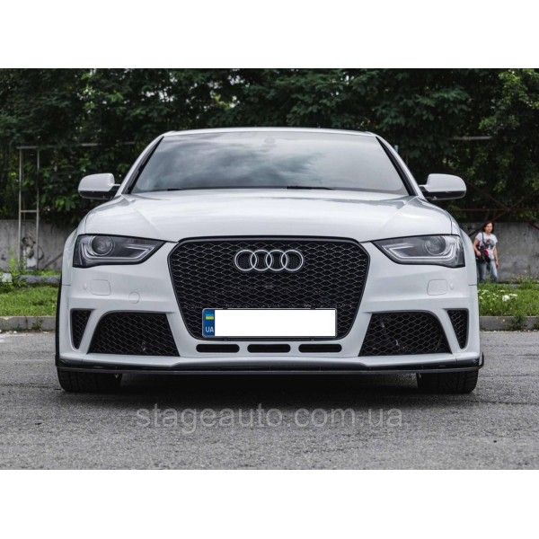 Передний бампер на Audi A4 B8 2011-2015 год ( стиль Audi RS4 )