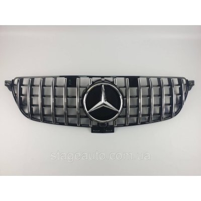 Решітка радіатора на Mercedes GLE-Class W166 2015-2018 рік GT Panamericana (Чорна з вертикальними смужками)