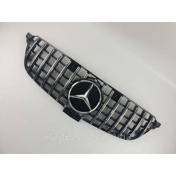 Решетка радиатора на Mercedes GLE-Class W166 2015-2018 год GT Panamericana ( Черная с вертикальными хром полос