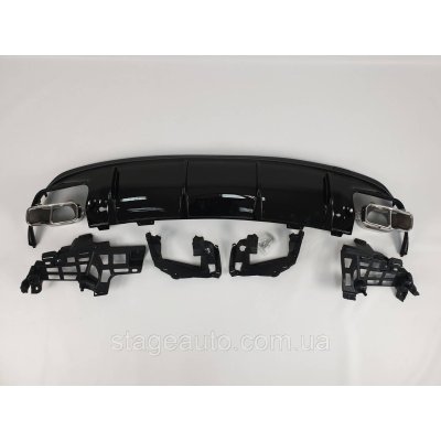 Дифузор з хром насадками на Mercedes CLA-Class C117 2013-2017 рік (в стилі CLA45 AMG чорний глянець)