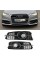 Решетки переднего бампера под дистроник в стиле S-Line на Audi A6 C7 2014-2018 года Черные с хром вставкой