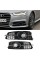 Решетки переднего бампера под дистроник в стиле S-Line на Audi A6 C7 2014-2018 года Черные с хром вставкой