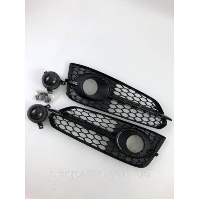 Front Bumper Grilles Audi A8 2014-2017 Black (S-Line)