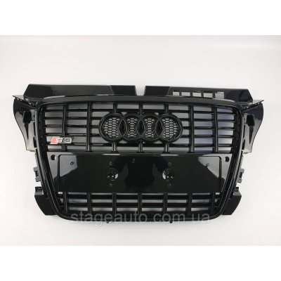 Решетка радиатора Audi A3 2008-2012год Черная (в стиле S line)
