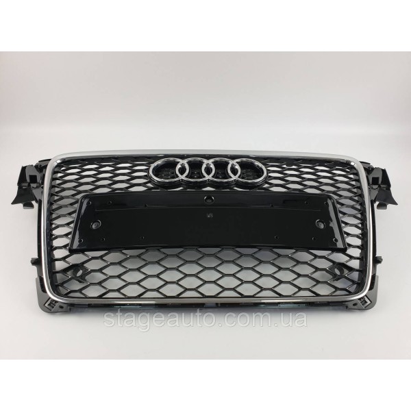 Решетка радиатора Audi A4 2007-2011год Черная с хром рамкой (в стиле RS)