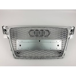 Решетка радиатора Audi A4 2007-2011год Серая с хром рамкой (в стиле RS)