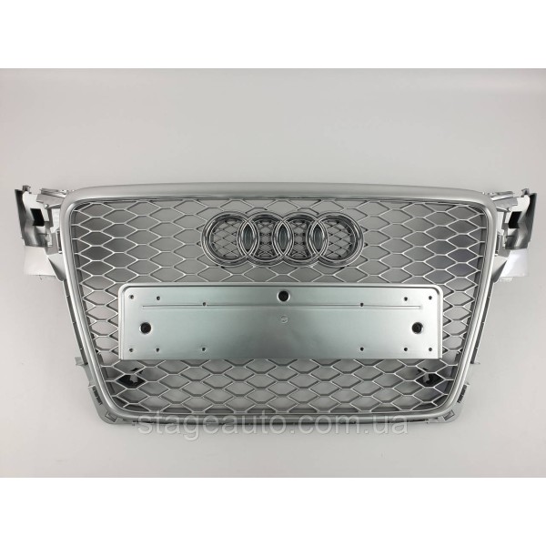 Решетка радиатора Audi A4 2007-2011год Серая с хром рамкой (в стиле RS)