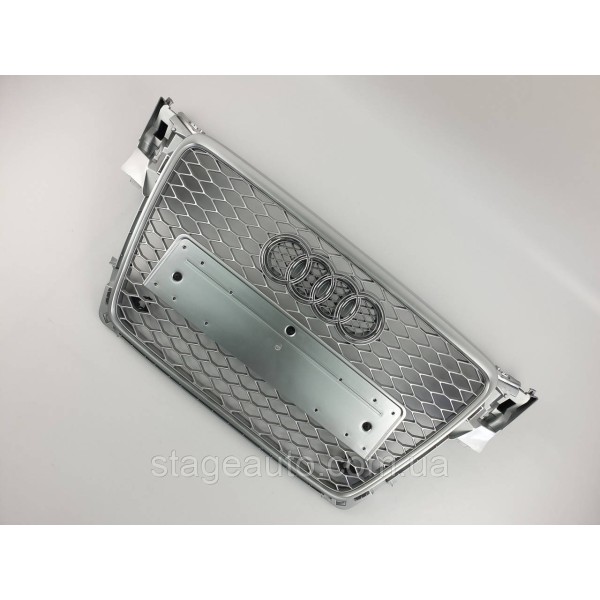 Решетка радиатора Audi A4 2007-2011год Серая с хром рамкой (в стиле RS)