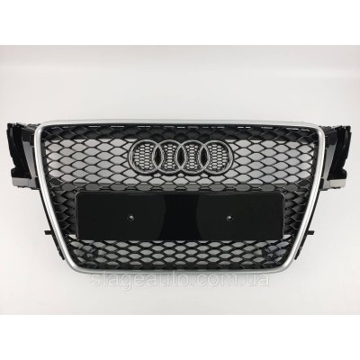 Решітка радіатора Audi A5 2007-2011 рік Чорна з сірою рамкою (в стилі RS)