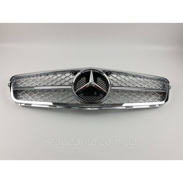 Решетка радиатора на Mercedes C-Class W204 2007-2014 год AMG стиль ( Хром )