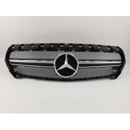 Решетка радиатора на Mercedes CLA-Class C117 2013-2017 год AMG стиль ( Черная с серыми вставками )