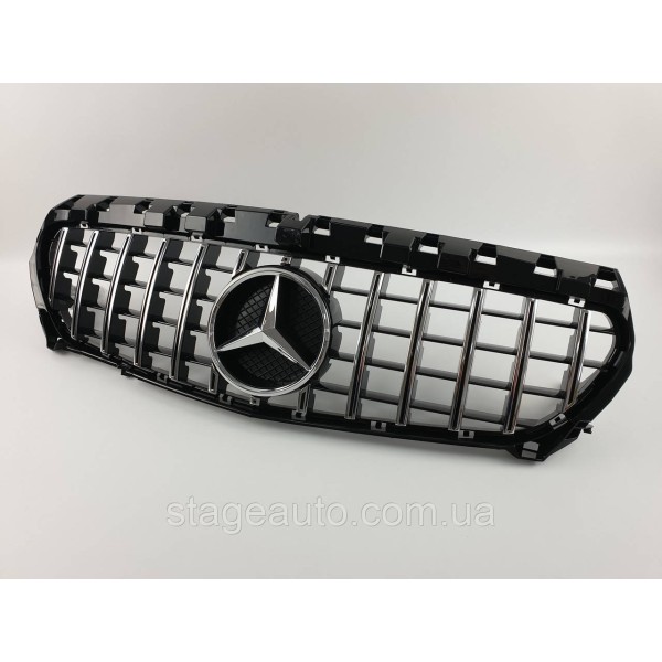 Решетка радиатора на Mercedes CLA-Class C117 2013-2017 год GT Panamericana ( Черная с вертикальными хром полос