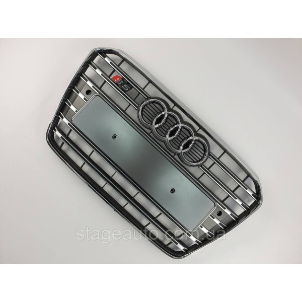 Решетка радиатора Audi A5 2011-2016год Серая с хромом (в стиле S-Line)