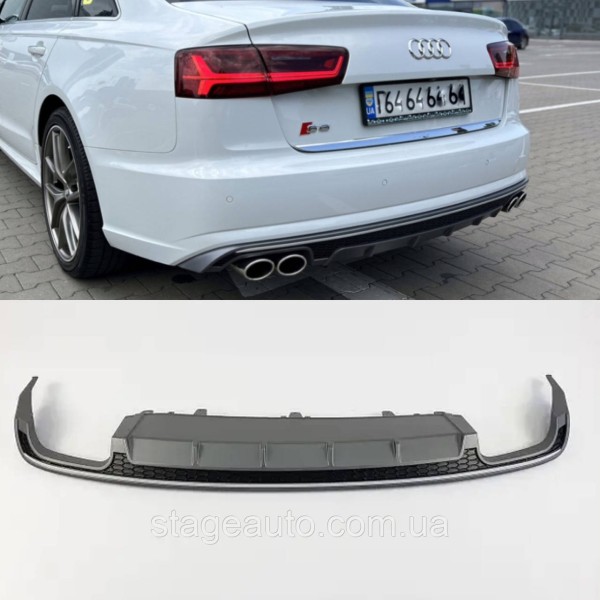 Диффузор в стиле S-Line на Audi A6 C7 2014-2018 год ( Обычный бампер )