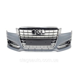 Передний бампер в стиле S-Line на Audi A8 D4 2014-2017 год