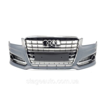 Передний бампер в стиле S-Line на Audi A8 D4 2014-2017 год