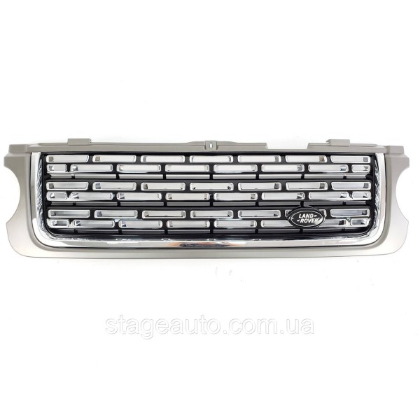 Решетка радиатора з жабрами на Range Rover Vogue L322 2009-2013 год Серая с черным