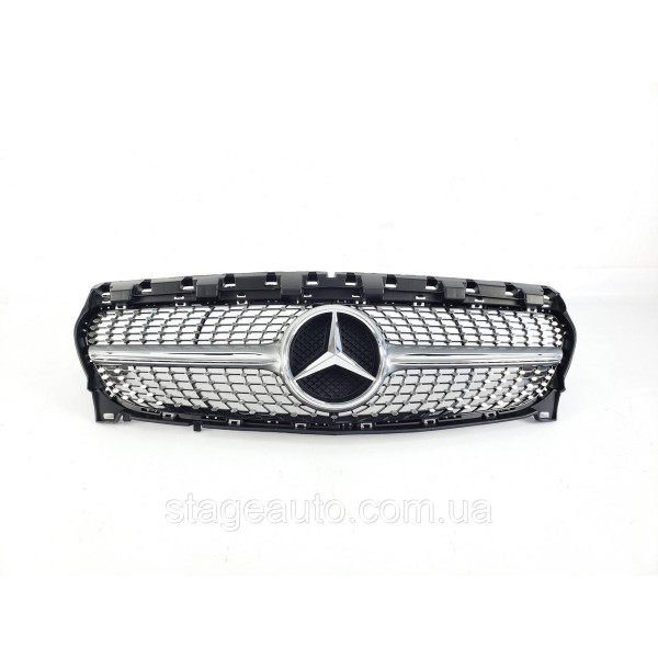 Решетка радиатора на Mercedes CLA-Class C117 2017-2019 год Diamond ( Серая с хром вставками )