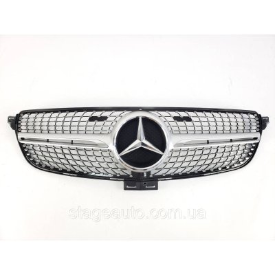 Решітка радіатора на Mercedes GLE-Class W166 2015-2018 рік Diamond ( Сіра з хром вставками)