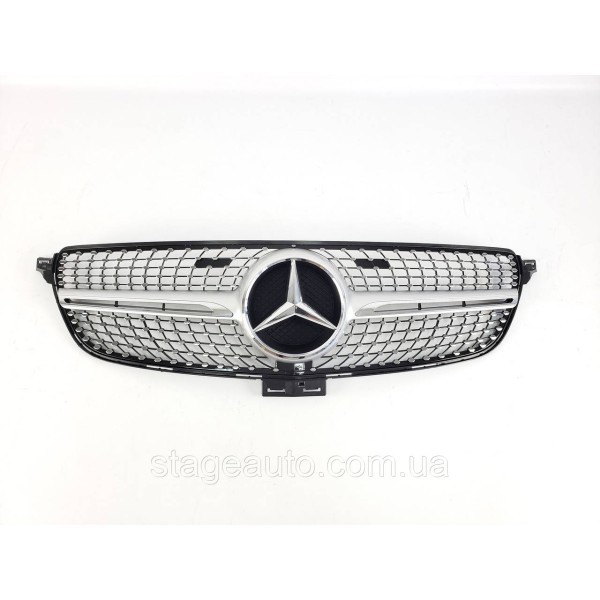 Решетка радиатора на Mercedes GLE-Class W166 2015-2018 год Diamond ( Серая с хром вставками )