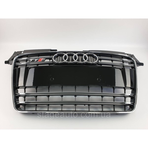 Решетка радиатора Audi TT 2010-2014год Черная с хромом (в стиле S-Line)