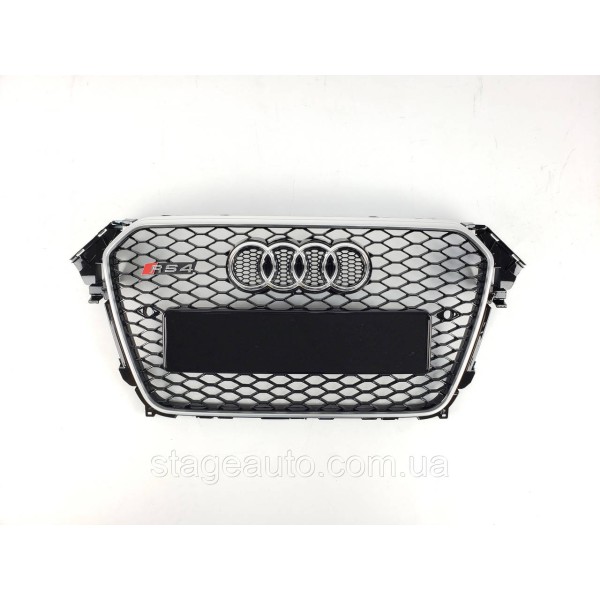 Решетка радиатора Audi A4 2011-2015год Черная с серой рамкой (в стиле RS)