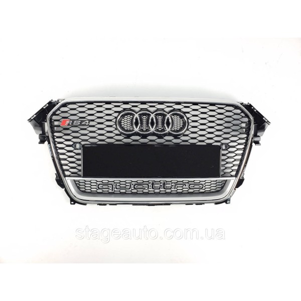 Решетка радиатора Audi A4 2011-2015год Черная с хромом QUATTRO (в стиле RS)