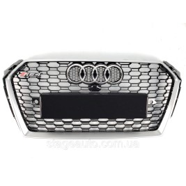 Решетка радиатора Audi A4 2015-2019год Черная с серой рамкой (в стиле RS)