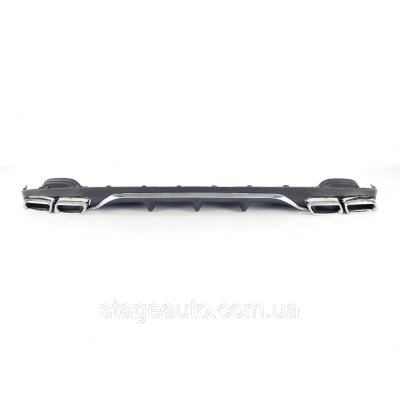 Диффузор с хром насадками на Mercedes E-Class W213 2016-2020 год ( в стиле E63 AMG черный с хромом )