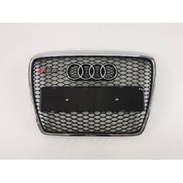 Решетка радиатора Audi A6 2004-2011год Черная с хром рамкой (в стиле RS)