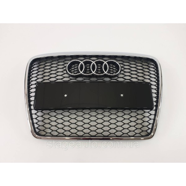 Решетка радиатора Audi A6 2004-2011год Черная с хром рамкой (в стиле RS)