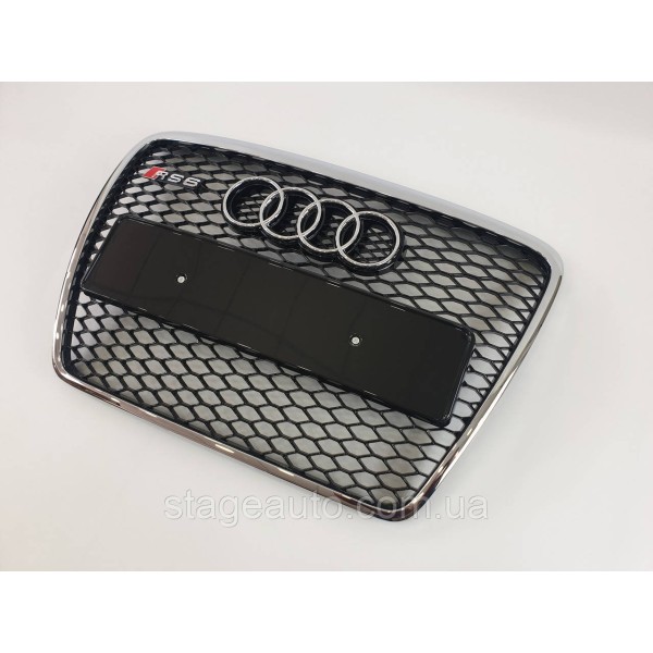 Решетка радиатора Audi A6 2004-2011год Черная с хром рамкой (в стиле RS)