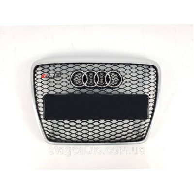 Решітка радіатора Audi A6 2004-2011 рік Чорна з сірою рамкою (в стилі RS)