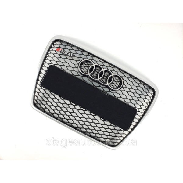 Решетка радиатора Audi A6 2004-2011год Черная с серой рамкой (в стиле RS)
