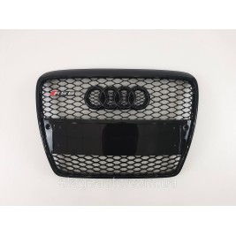Решетка радиатора Audi A6 2004-2011год Черная под парктроники (в стиле RS)