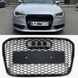 Решетка радиатора Audi A6 2011-2014год Черная (в стиле RS)